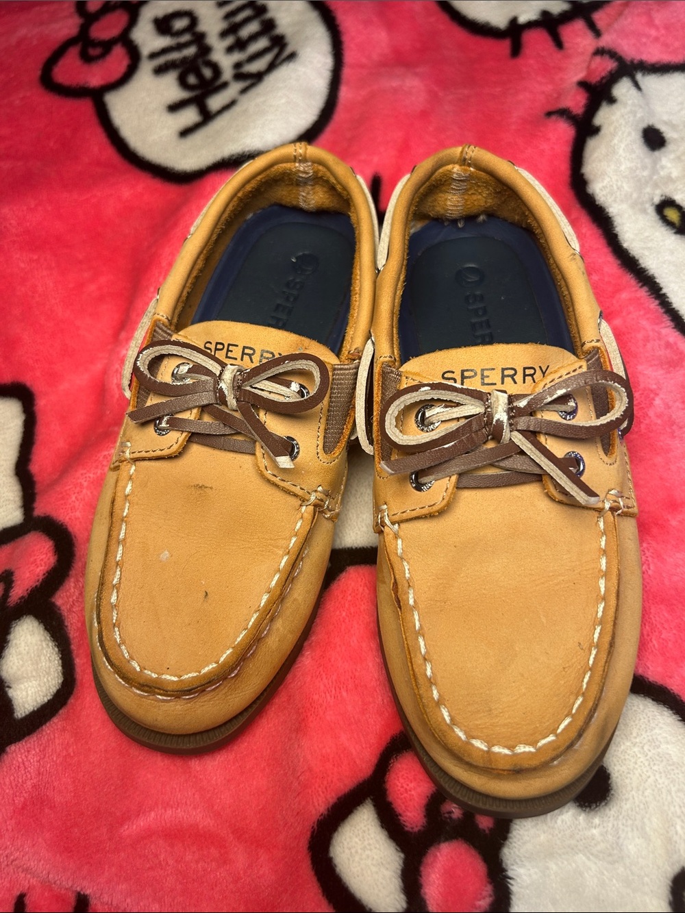 Sperry kids  Wheat/Tan Leather Boat Shoes with Brown Laces